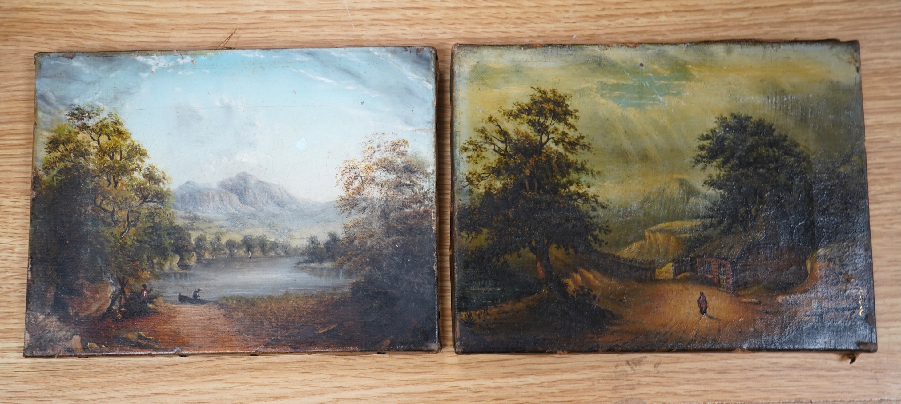 Eliza Jeffery (19th. C), pair of small landscapes, each inscribed and dated verso, oils on canvas, unframed, each 15 x 20cm